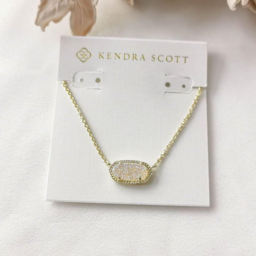 NWT Elisa Gold Necklace in Iridescent Drusy